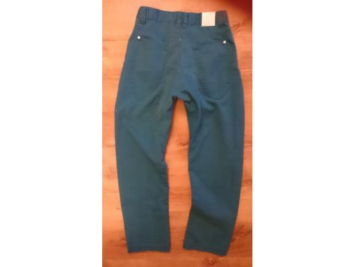 Spodnie jeans r. 152cm 14lat turkusowe niski krok