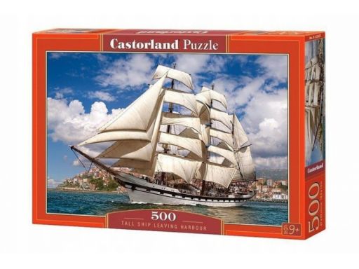 Puzzle 500 tall ship leaving harbour żaglowiec