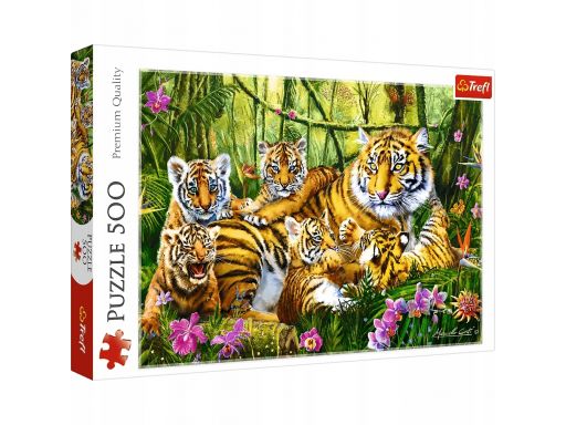 Puzzle 500 rodzina tygrysów trefl