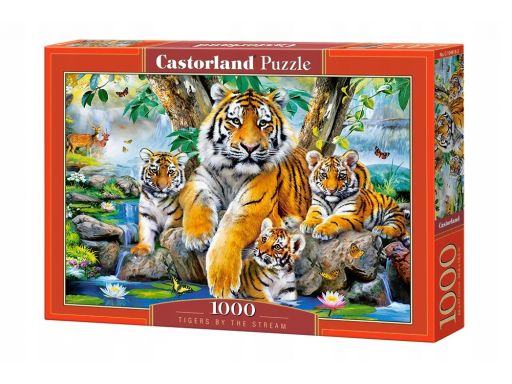 Puzzle 1000 tigers by the stream tygrysy castor
