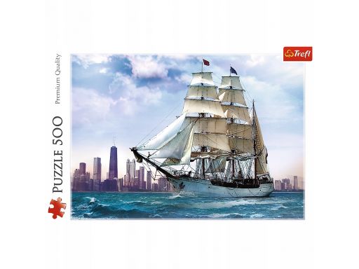 Puzzle 500 żaglowiec na tle chicago trelf