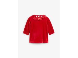 B.P.C sukienka dziewczęca czerwona aksamitna z falbanką 80/86.