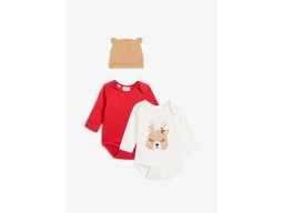 B.P.C komplet 2 szt body niemowlęce świąteczne z czapeczką 56/62.