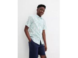 B.P.C biała koszula chłopięca z nadrukiem niebieskim r.176/182