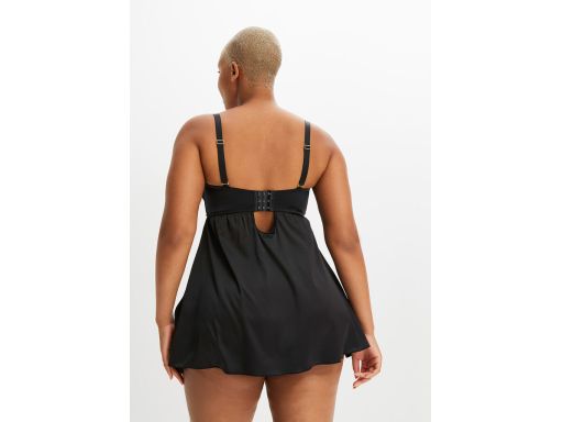 B.P.C koszulka babydoll satynowa na fiszbinach czarna 90B.