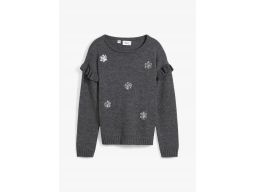 B.P.C sweter dziewczęcy z cekinami płatki śniegu ^164/170