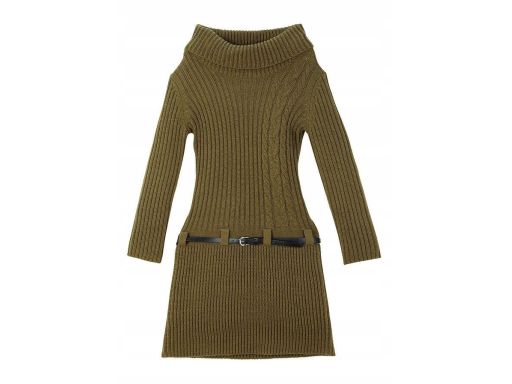 B.P.C sukienka dziewczęca dzianinowa z wywijanym golfem r.152/158