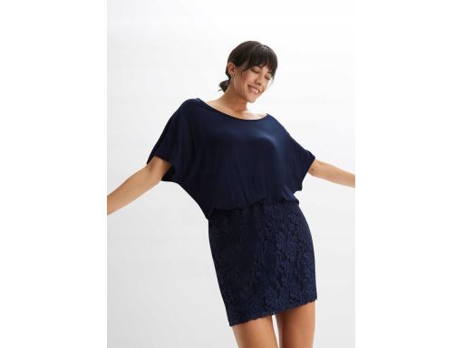 B.P.C sukienka 2w1 shirtowa z koronką granatowa ^44/46