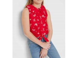 B.P.C bluzka top dziewczęca czerwona w motylki 164/170.
