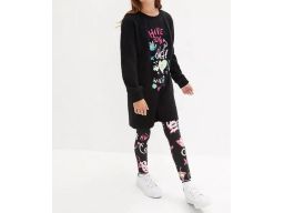 B.P.C sukienka dziewczęca dresowa czarna z kolorowym nadrukiem r.128/1