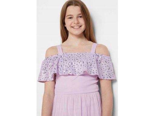 B.P.C sukienka dziewczęca liliowa z cekinami 146.