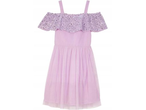 B.P.C sukienka dziewczęca liliowa z cekinami 146.