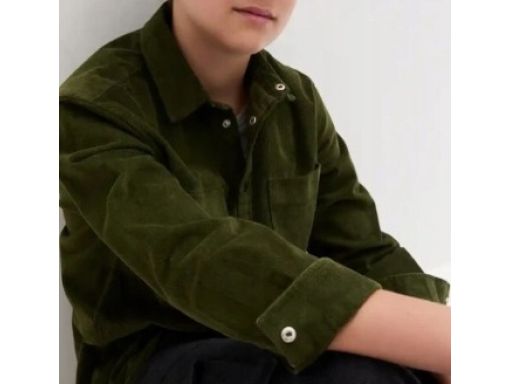 B.P.C zielona koszula chłopięca sztruksowa r.152/158