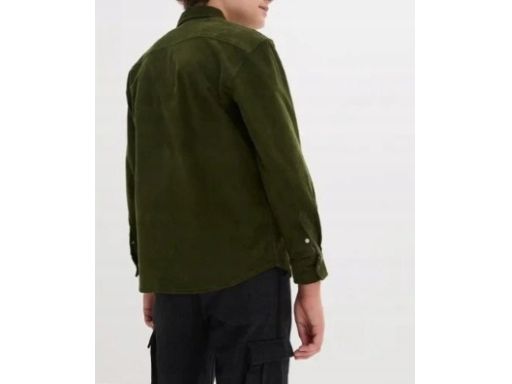 B.P.C zielona koszula chłopięca sztruksowa r.152/158