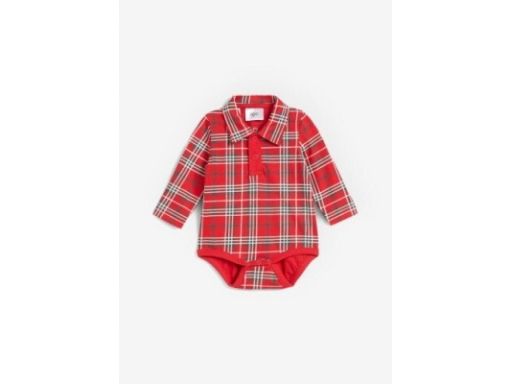 B.P.C body niemowlęce z kołnierzykiem czerwone w kratkę 56/62