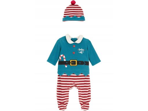 B.P.C pajacyk dziecięcy świąteczny kombinezon z czapeczką 56/62