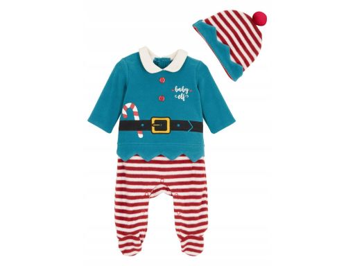 B.P.C pajacyk dziecięcy świąteczny kombinezon z czapeczką 56/62