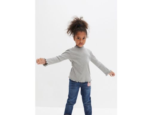 B.P.C dziewczęca bluzka długi rękaw szara prążkowany materiał ^152/158