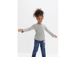 B.P.C dziewczęca bluzka długi rękaw szara prążkowany materiał ^152/158