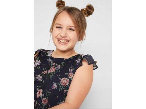 B.P.C szyfonowa sukienka dziewczęca granatowa w kwiaty ^152