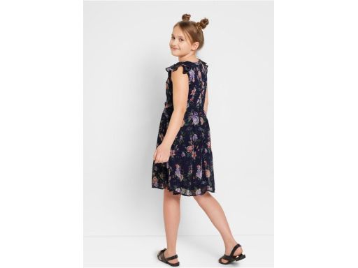 B.P.C szyfonowa sukienka dziewczęca granatowa w kwiaty ^152