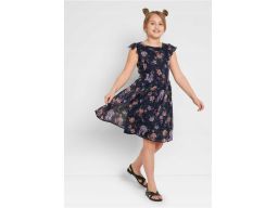 B.P.C szyfonowa sukienka dziewczęca granatowa w kwiaty ^152
