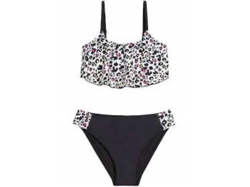 B.P.C bikini dziewczęce czarne w cętki 128/134 cm.
