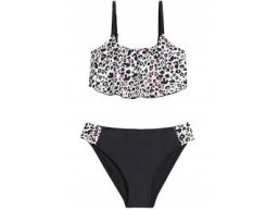 B.P.C bikini dziewczęce czarne w cętki 128/134 cm.