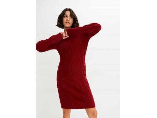 B.P.C sukienka dzianinowa bordowa warkocze r.32/34