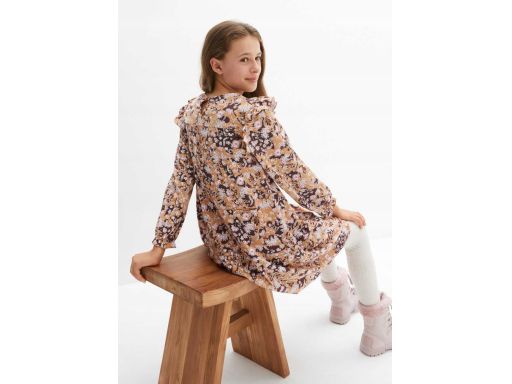 B.P.C sukienka dziewczęca we wzory z falbankami bawełniana 140/146.