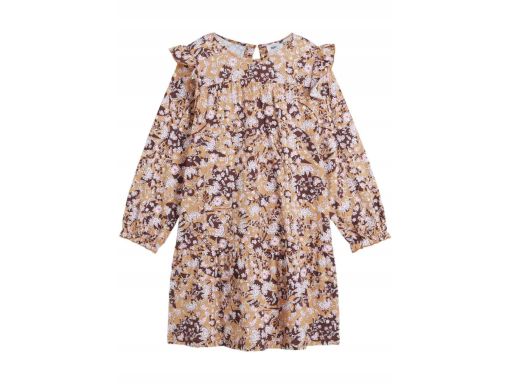 B.P.C sukienka dziewczęca we wzory z falbankami bawełniana 140/146.