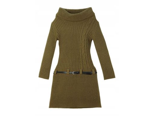 B.P.C sukienka dziewczęca dzianinowa z wywijanym golfem 140/146.