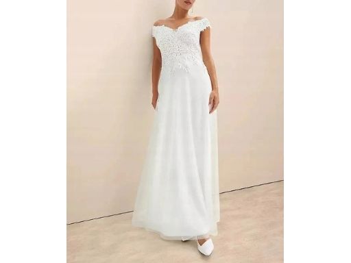 B.P.C suknia ślubna śmietankowa carmen z koronką ^44