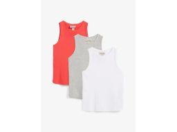 B.P.C 3-pak bluzek topów dziewczęcych prążkowanych 128/134.