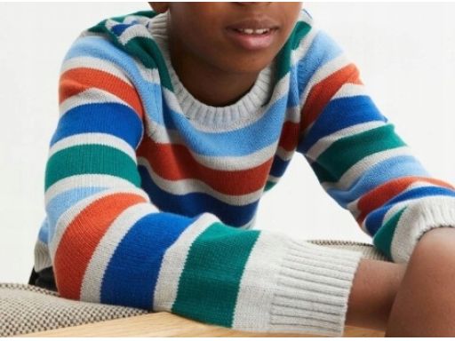 B.P.C sweterek chłopięcy bawełniany w paski ^116/122