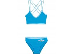 B.P.C. bikini dziewczęce niebieskie z paseczkami i nadrukiem r.176/182