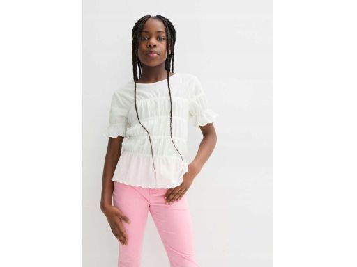 B.P.C dziewczęca bluzka marszczona śmietankowa 128/134.