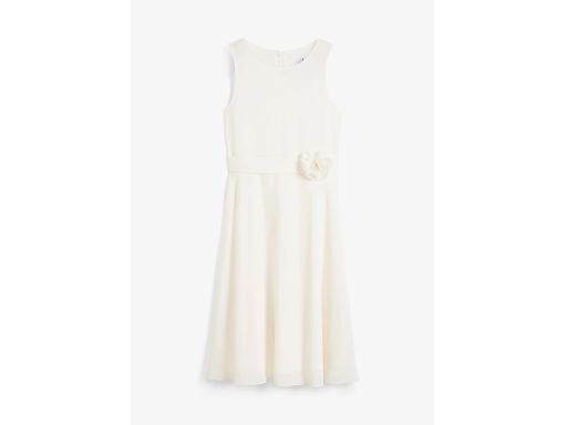 B.P.C szyfonowa sukienka dziewczęca ecru z kwiatkiem 170.