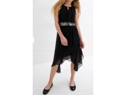 B.P.C sukienka dziewczęca asymetryczna z cekinami granatowa r.170cm