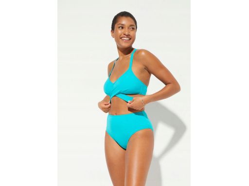 B.P.C bikini bustier wiązane turkusowe z figami r.38