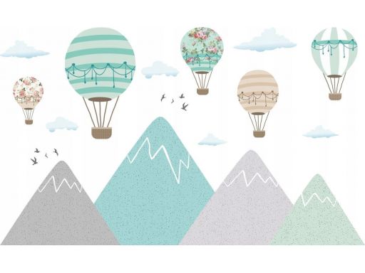 Naklejki turkusowe balony góry 100x60cm past_4530