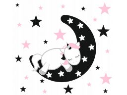 Naklejka śpiący jednorożec księżyc gwiazdy 185x100
