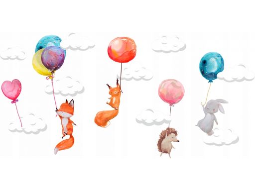 Naklejki pastelowe balony zwierzęta chmurki 2x1m