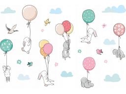 Naklejki dla dzieci balony króliki chmurki 150cm