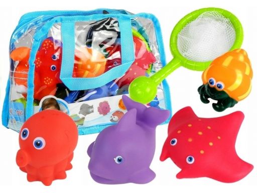 Zabawki do kąpieli zestaw zwierząt morskich+sitko