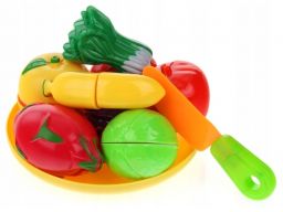 Zestaw warzywa i owoce do krojenia rzep nóż talerz